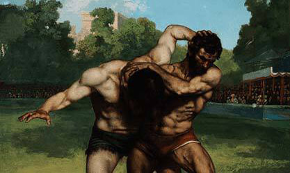 Image: Gustave Courbet, “The Wrestlers” 1853.