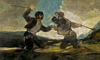 Image: Francisco José de Goya y Lucientes “Fight to the Death with Clubs”, 1820-1823.