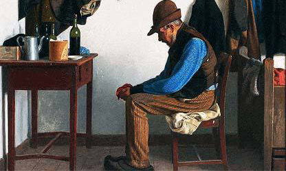 Image: A.C. Tersløse, "Almueinteriør med siddende ældre herre", 1907.